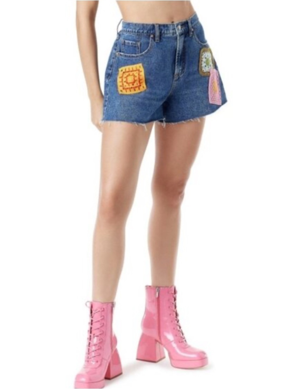 circus ivy sam edelman patchwork denim shorts